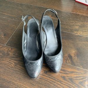 CHANEL Black Quilted Slingback Heals size 42
